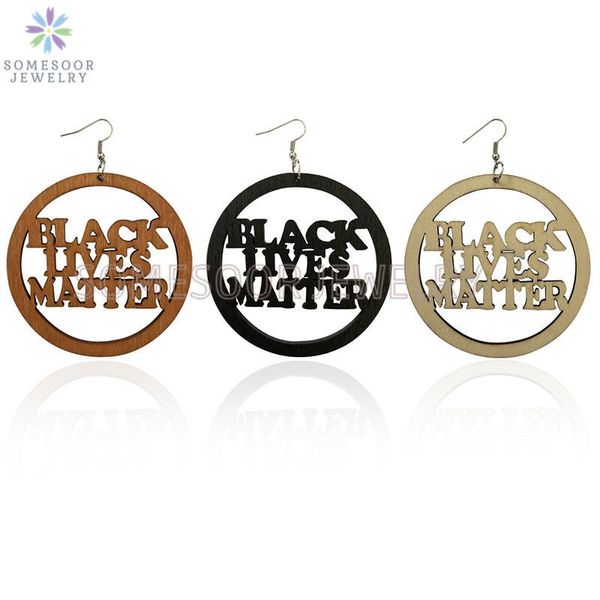 

dangle & chandelier somesoor 7.5cm big african natural wooden earrings laser engraved black lives matter melanin ear loops for women christm, Silver