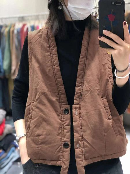 

autumn winter loose cotton padded thickened vest coat women's casual color, White