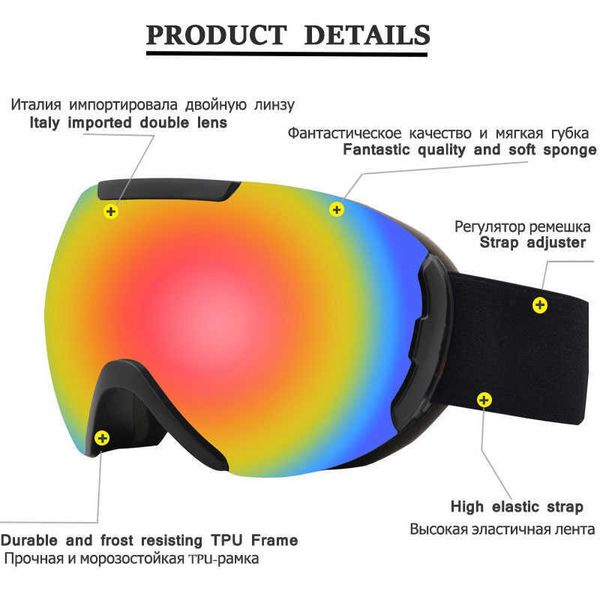 Çift Katmanlı Polarize Lens Kayak Gözlük Güneş Gözlüğü Anti-Sis UV400 Kayak Snowboard Erkek Kadın Gözlük Gözlük