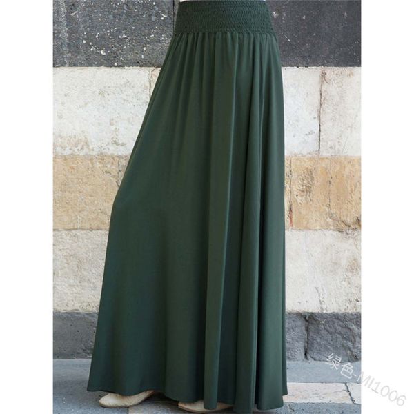 

high waist pleated skirt women muslim fashion ankle-length solid color long skirt ladies elegant arab islamic cothing plus size, Red