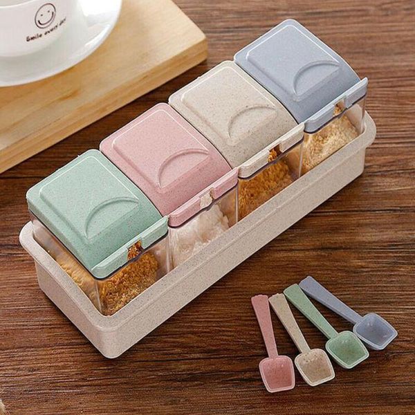 

storage bottles & jars kitchen plastic seasoning box with 4 serving spoons nice spice rack