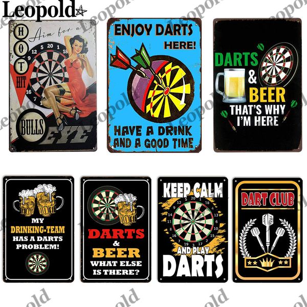 

metal tin sign darts club poster retro style bar decoration tin plate board home decoration wall art 20x30cmv