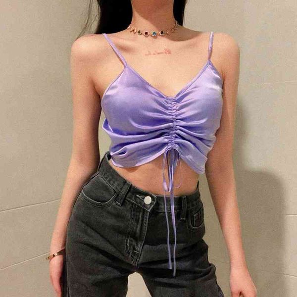 Crop Top Women Sexy Bodycon Новые Прибывания Регулируемый Ремешок Спагетти Ремешок Знаменитости Вечерние Клуб Party 210422