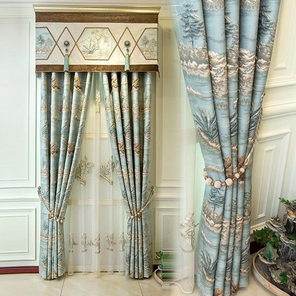 

hinese style luxury 3d embossed tree pattern curtains high precision elegant decorative drapes for living room and bedroom#4 curtain &