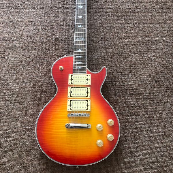 

electric guitar,triple double pickup,cherry burst color,maple top