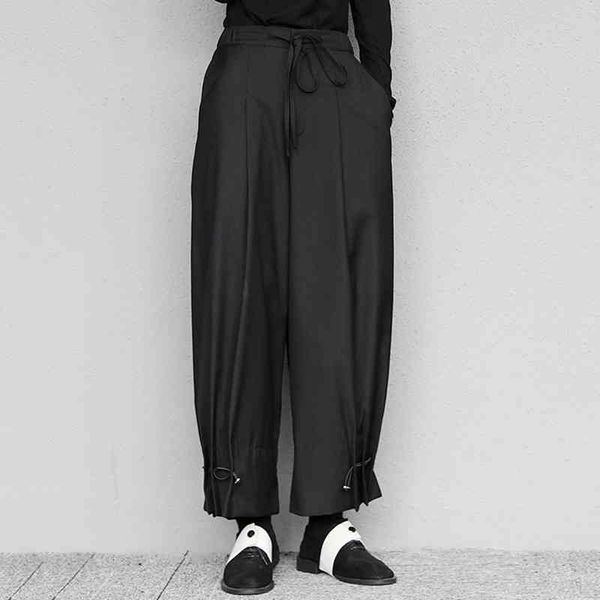 

women's pants & capris [eam] high elastic waist long black pleated wide leg trousers loose fit women fashion spring autumn 2022 1dd5521, Black;white