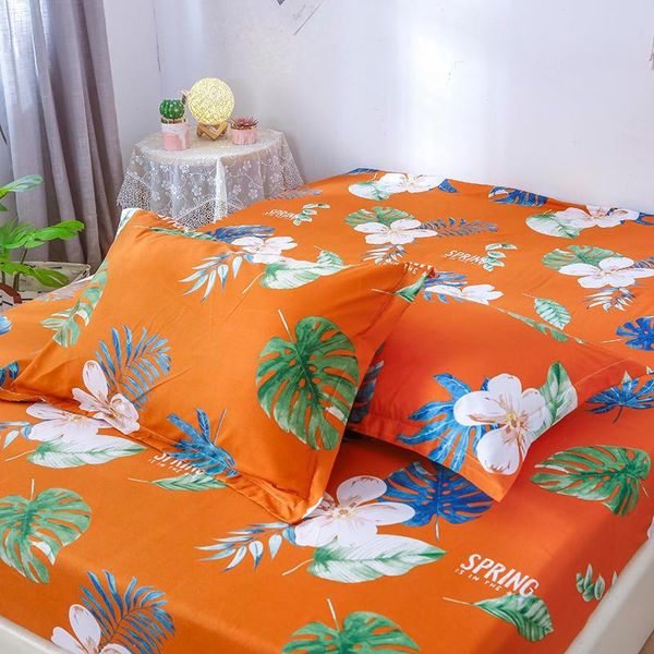 

sheets & sets 100%polyester flower printed fitted sheet mattress cover four corners with elastic band bed and cases