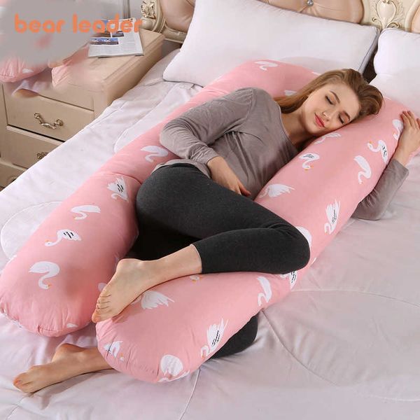 

bear leader maternity women u-shaped pregnant pillows cartoon cushion lumbar pillow multifunctional waist protection accessories 210708