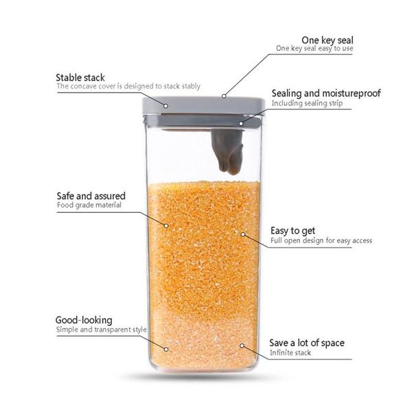 

storage bottles & jars reative personality kitchen transparent visual sealing thick plastic tank can grain mixed snack dry fruit