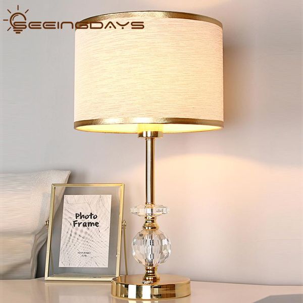 

table lamps seeingdays golden edge lampshade ball crystal lamp for bedroom living room bedside modern european e27