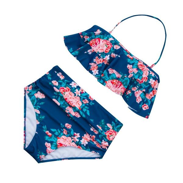 

women's swimwear drop hipster prints runched plus 3xl high waist push up bikinis set ruffles retro women bathing suit-wholesale, White;black