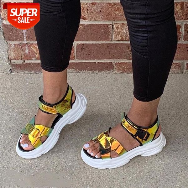 

2021 big size 34-43 new ins ladies flat platform sandals fashion colorful summer women casual party #e10n, Black