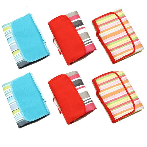

waterproof portable camping mat retro stripe outdoor picnic beach blanket for multiplayer foldable sleeping hiking mats m278 pads
