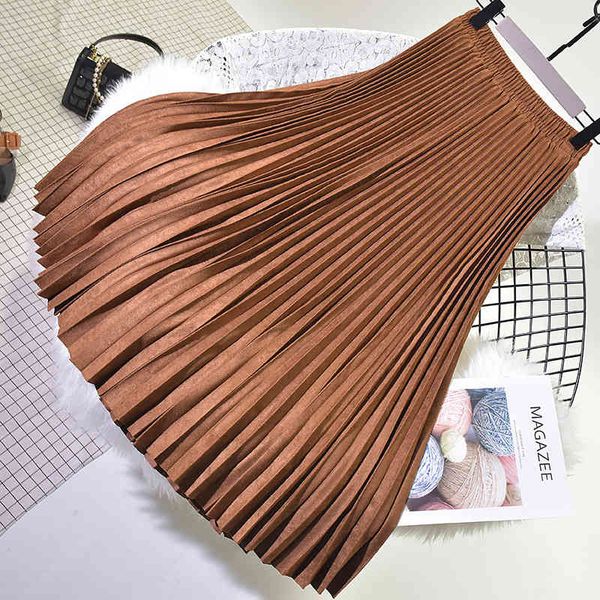 

casual dresses high waist velvet woman pleated skirts suede elastic long skirt autum winter solid color elegant lace mujer faldas, Black;gray