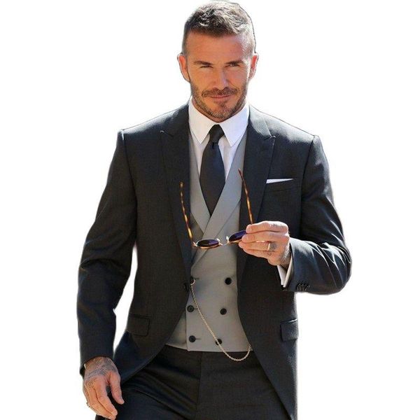 

handsome charcoal black men's evening dress toast business suit customize slim fits groom tuxedos (jacket+pants+vest+tie) k:153 suits &, White;black