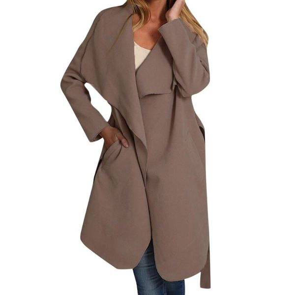 

women's trench coats warm long teddy female belt khaki winderbreakers fashion women winter coat outerwear lady open stitch oversize, Tan;black