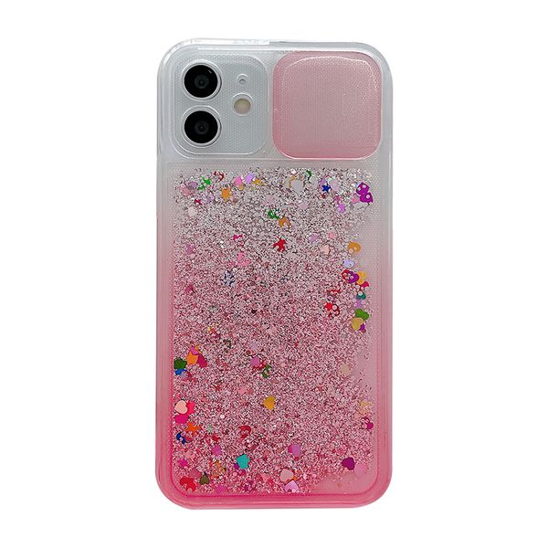 

slide camera phone cases for iphone 12 pro max mini 11 xsmax xr xs/x 8/7/6 plus tpu+pc liquid quicksand glitter fashion design cellphone cas