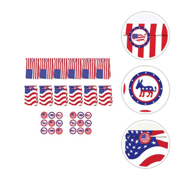

gift wrap 12pcs paper bags independence day party pouches with 2 sheets stickers