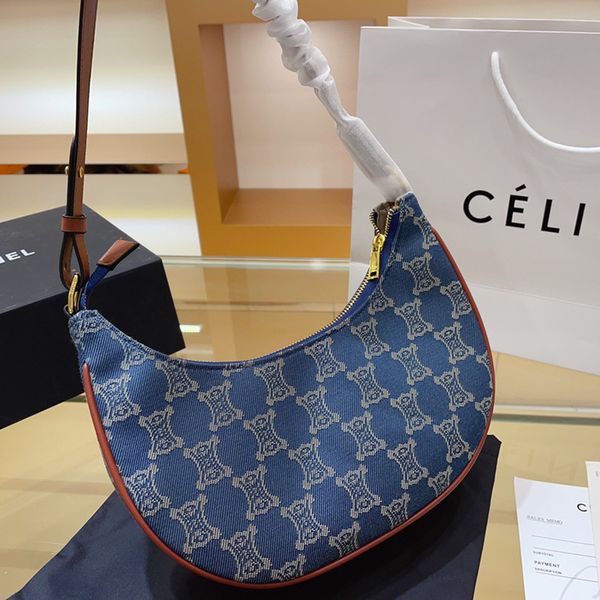 

designer bags lisa s same denim underarm 2021 arc de triomphe laohua dumpling single shoulder messenger bag middle ancient crescent luxury