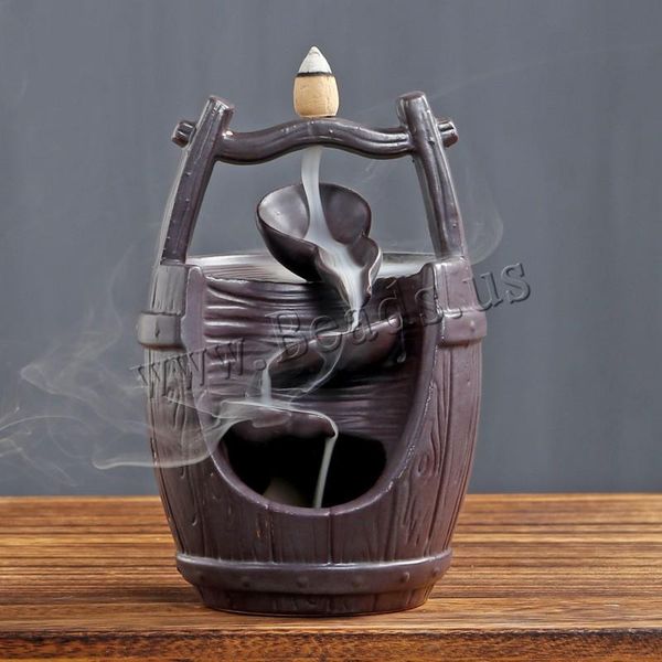 

fragrance lamps bucket backflow incense burner smoke waterfall holder ceramic censer furnace mountain river handicraft