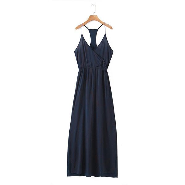 

casual dresses 2021 summer style women fine grain high waist sleeveless slit sling dress quality elegant ladies trendy, Black;gray