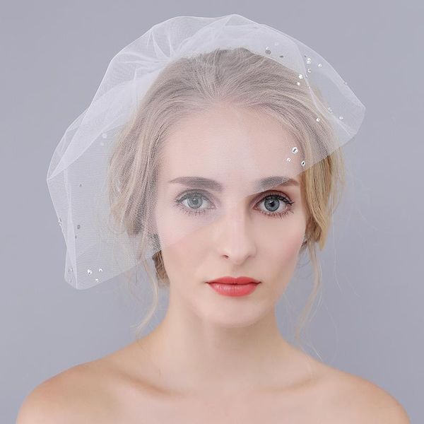 

bridal veils simple sweetheart blusher wedding veil cute beading mesh rhinestone headdress for travel studio po prop o922, Black