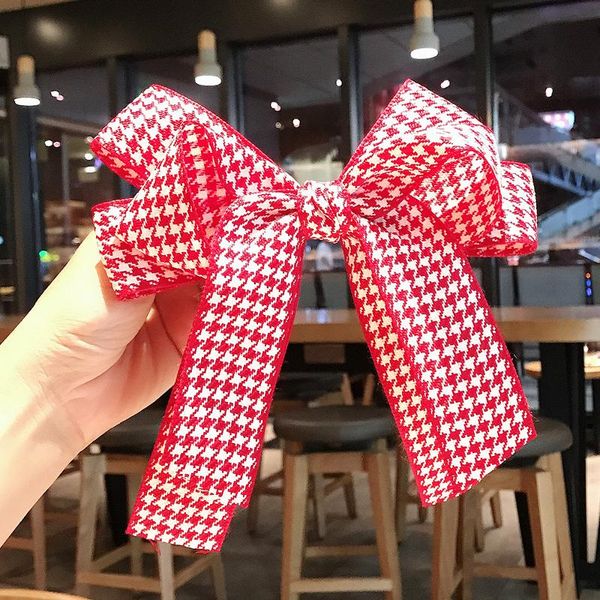 

Hair Accessories 2021 Women Girls Cute Plaid Bow Hairpins Sweet Clips Headband Barrettes Lovely Ornament Fashion