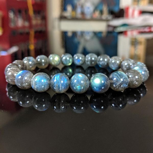 MG1146 Braccialetto per perle di labradorite di labradorite di 10 mm di grado superiore del grado superiore per gli uomini Braccialetto di energia della pietra di alta qualità