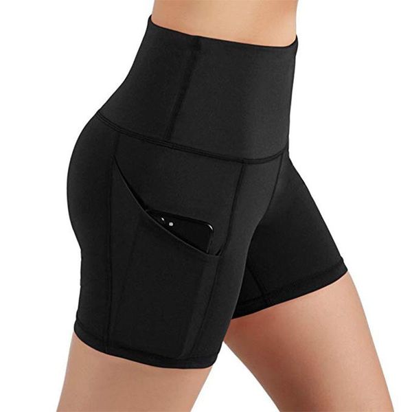 

women's shorts 2021 women gym high waist lifting push up tight cycling sports leggings + phone pocket jogging running fitness short pan, White;black