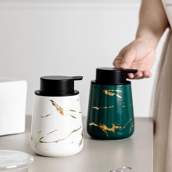 

bath accessory set marble pattern 400ml ceramic push bottles mousse foaming facial cleanser conditioner bathroom decoration