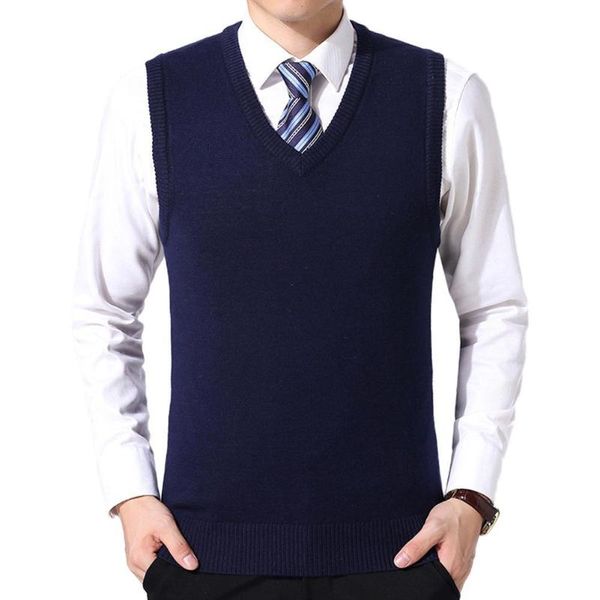 

men's vests vest men sweaters casual winter solid color v neck sleeveless knitted woolen plus size, Black;white