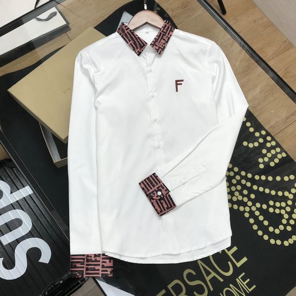 

2021 spring men's shirts solid color professional long sleeves business trend simple fashion coat men size -3xl#hsc/17, White;black