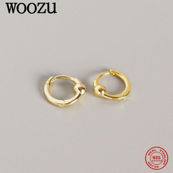 

hoop & huggie woozu real 925 sterling silver geometric chic round bead ear buckle for women party bohemian teen kid earrings jewelry gift, Golden;silver