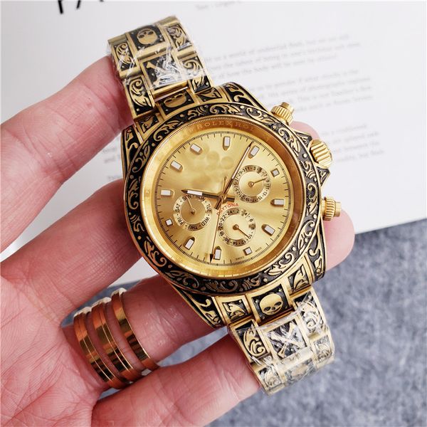 

gold etching watch mens watches automatic mechanical 42mm full stainless steel wristwatches sapphire wristwatch montre de, Slivery;brown