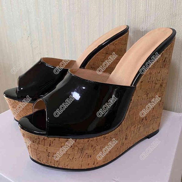 

sandals olomm women's platform sandals handcrafted crutches shiny wedges high heels open toe beautiful black party shoes and 5-20 size
