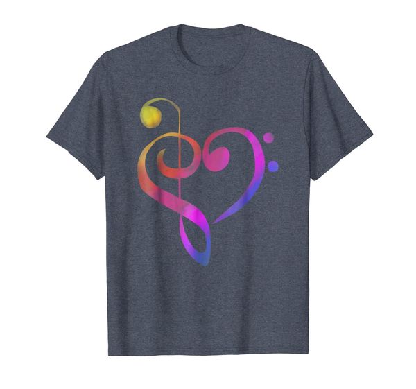 

musical heart colorful theme - music t-shirt, White;black