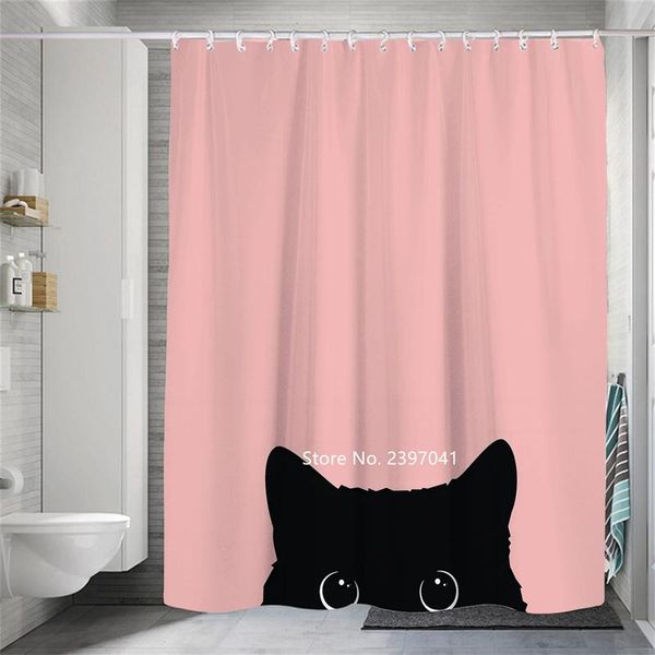 

shower curtains ins style nordic simple elk bear dog 3d digital print bathroom partition mildew-proof waterproof fabric curtain screen