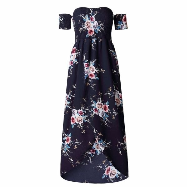 

plus long boho style size s-5xl women off shoulder beach summer lady dresses floral print vintage chiffon white maxi dress vestidos, Black;gray