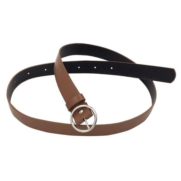 

belts women faux leather belt jeans for dresses with classic round buckle hsj88, Black;brown