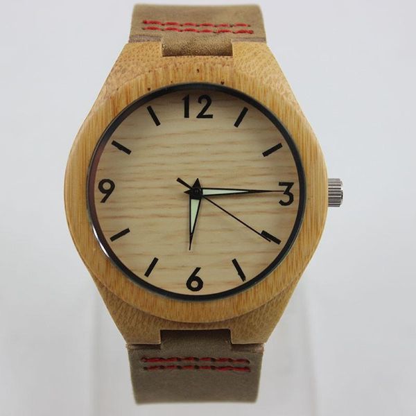 

wristwatches fashion 2021 men's bamboo wooden watches with genuine cowhide leather band luxury wood for men gifts item, Slivery;brown