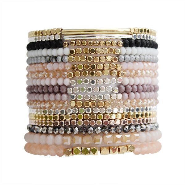 

kimter charm crystal beads bracelet for women 23 styles handmade natural stone stretch bracelets bangel jewelry accessories gifts x2a, Golden;silver