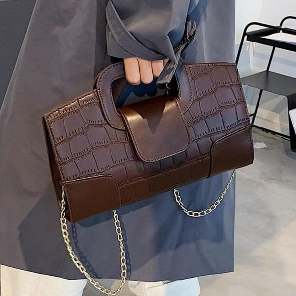 

evening bags crocodile pattern square tote bag 2021 fashion pu leather women's designer handbag chain shoulder messenger