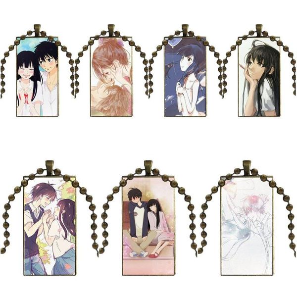 

for girls glass cabochon jewelry bronze color with long pendant choker rectangle necklace kimin ni todoke cutest anime necklaces, Silver
