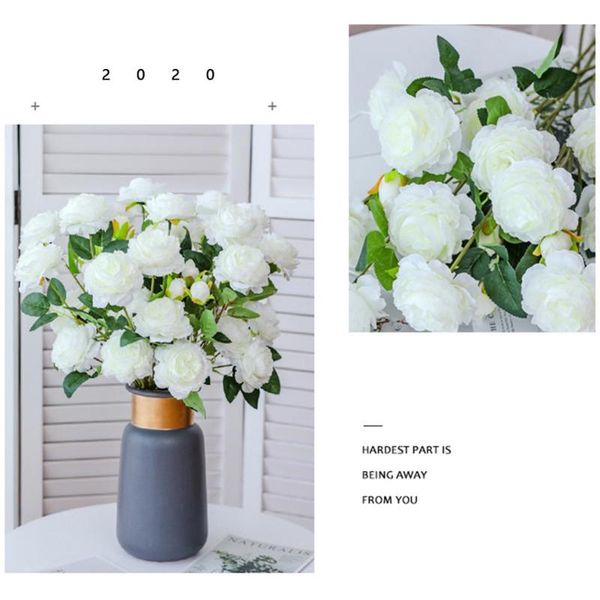 

decorative flowers & wreaths 3 heads rose artificial bouquet silk fake flower autumn decor diy home garden wedding party