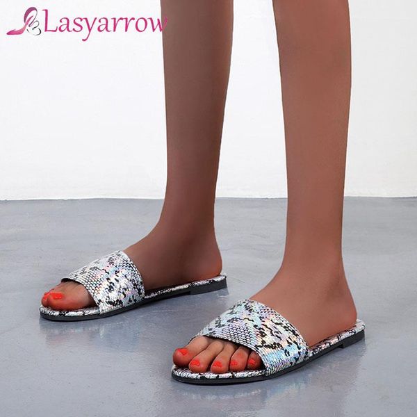 

slippers lasyarrow 2021 women's summer fashion slides shoes flats beach sandals women outside platform leisure flip flops, Black