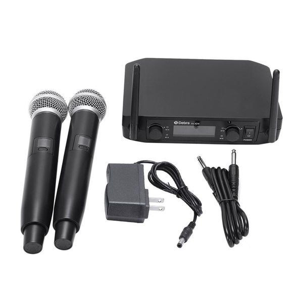 

smart fm uhf wireless microphone 2 cordless handheld mic frequency for meeting pc speaker us plug microphones