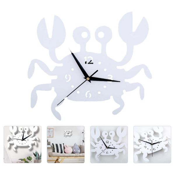 

wall clocks 1pc crab shape silent living room clock decoration white