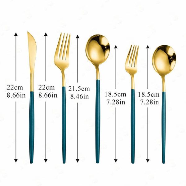 

dinnerware sets tableware set stainless steel cutlery flatware golden fork spoon knife kitchen western dinner