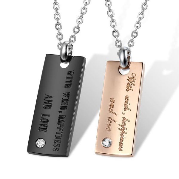 

pendant necklaces fashion jewelry with matching titanium steel couple tag, Silver