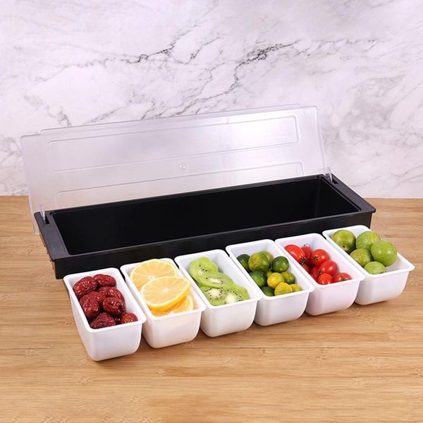 

storage bottles & jars kitchen 5 compartment seasoning case bar condiment box holder drinks fruit garnish cocktail decorative ktv